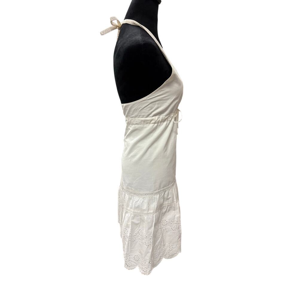 Burberry White Cotton Halter Dress Ruffle Hem Summer Bridal - Vintage Read - Picture 5 of 9